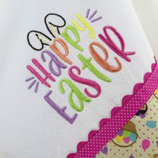 Pano de Prato Bordado - Happy Easter