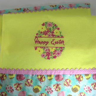 Pano de Prato Amarelo Bordado - Happy Easter