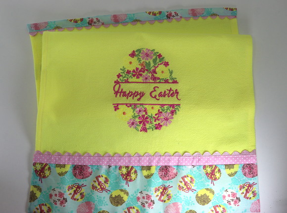 Pano de Prato Amarelo Bordado - Happy Easter