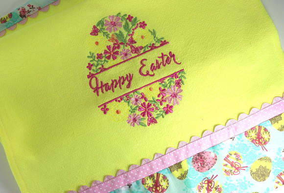 Pano de Prato Amarelo Bordado - Happy Easter