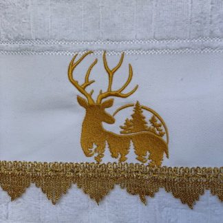 Toalha de Lavabo Branca Bordada - Natal Dourado
