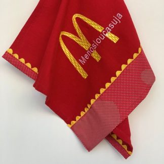 Pano de Prato Vermelho Bordado - Menos Louça Suja