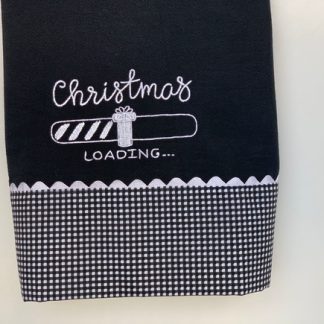 Pano de Prato Preto Bordado - Christmas Loading
