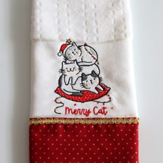 Toalha de Lavabo Branca Bordada - Merry Cat