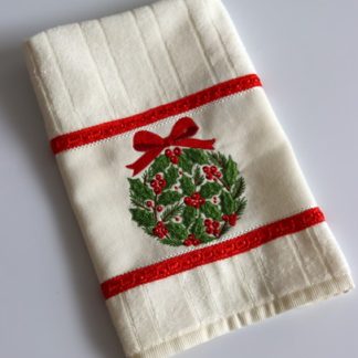 Toalha de Lavabo Bordada - Bola de Natal