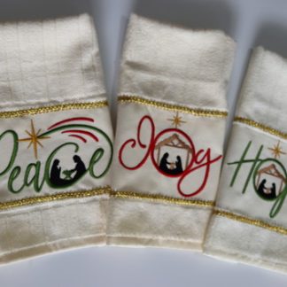 Kit com 3 Toalhas para Lavabo - Peace;joy;hope