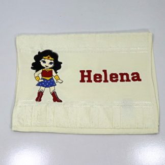 Toalha de Mão Bordada - Mulher Maravilha