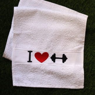 Toalha para Academia Bordada - I Love Malhar