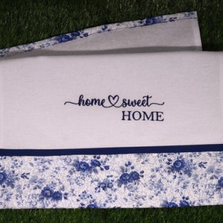 Pano de Prato Branco Bordado - Home Sweet Home