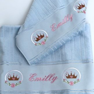Jogo de Toalha de Banho/rosto - Coroa com Flores