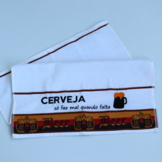 Pano de Prato/copa Branco Felpudo com Barrado de Cerveja