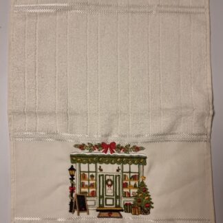 Toalha de Mão Creme Bordada - Livraria de Natal